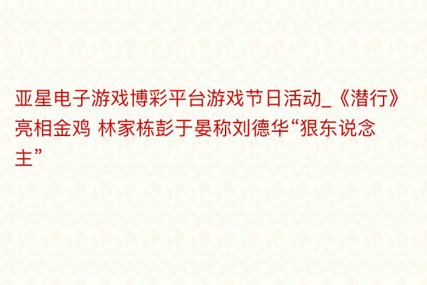 亚星电子游戏博彩平台游戏节日活动_《潜行》亮相金鸡 林家栋彭于晏称刘德华“狠东说念主”