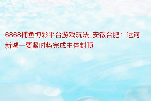 6868捕鱼博彩平台游戏玩法_安徽合肥：运河新城一要紧时势完成主体封顶